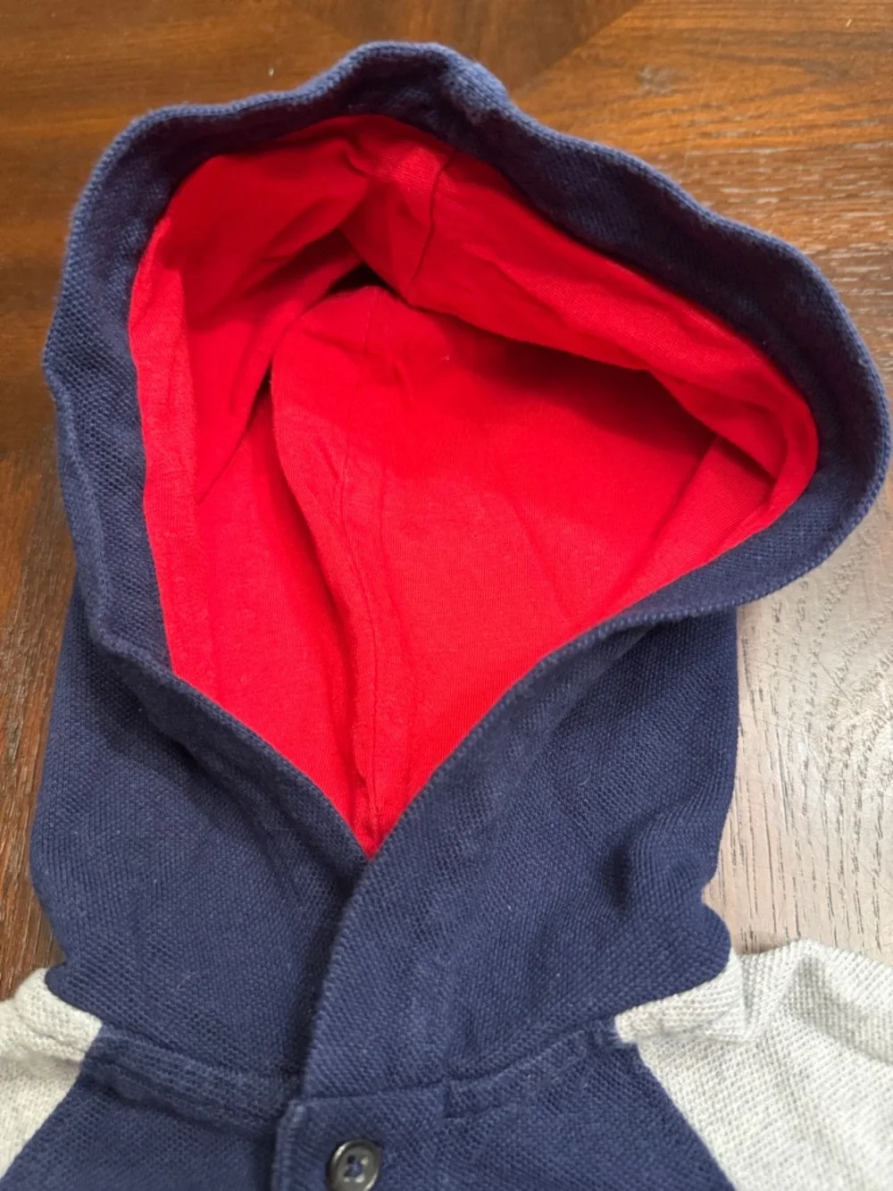Ralph Lauren Baby Boy Hooded Romper Coverall Polo Logo Blue 9M
